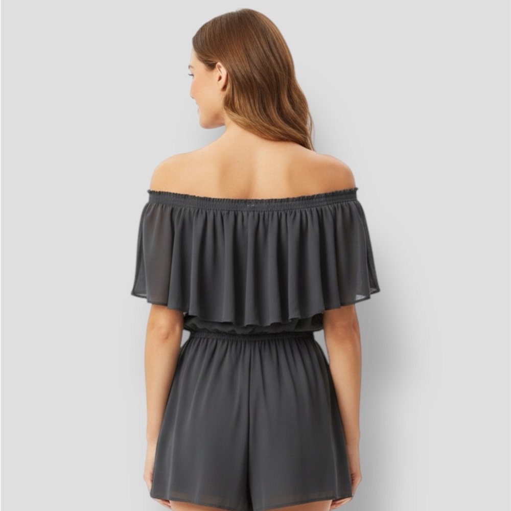 Francesca's Collections,  Off-Shoulder Black Romper - S - Picture 2 of 4